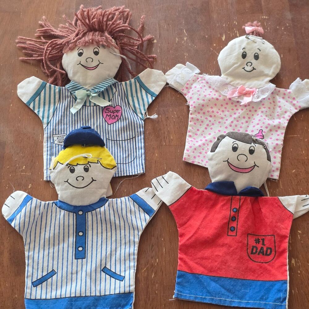 Vintage hand puppets family